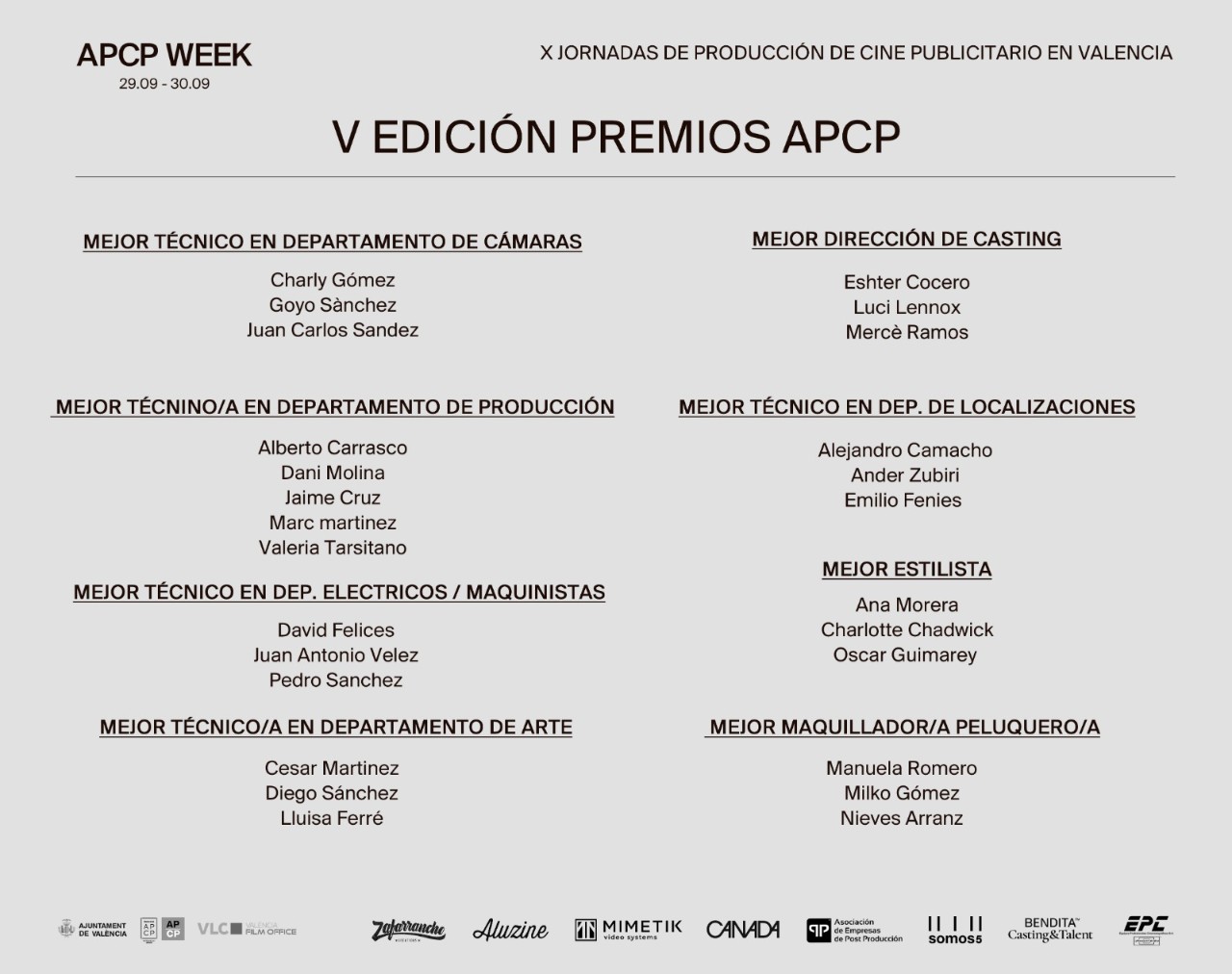 V Edición premios APCP
