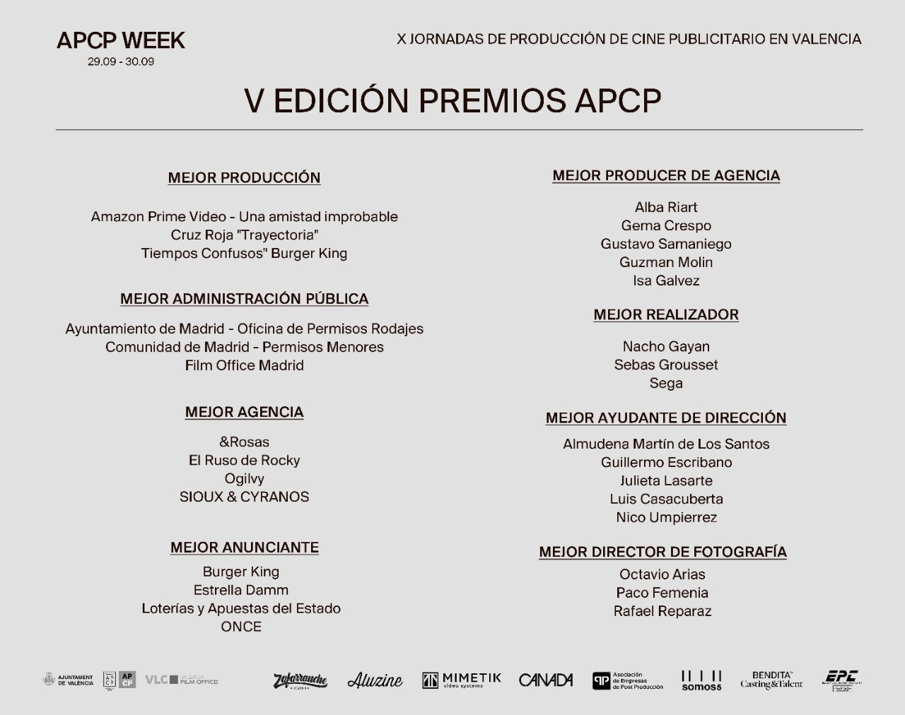 V Edición premios APCP