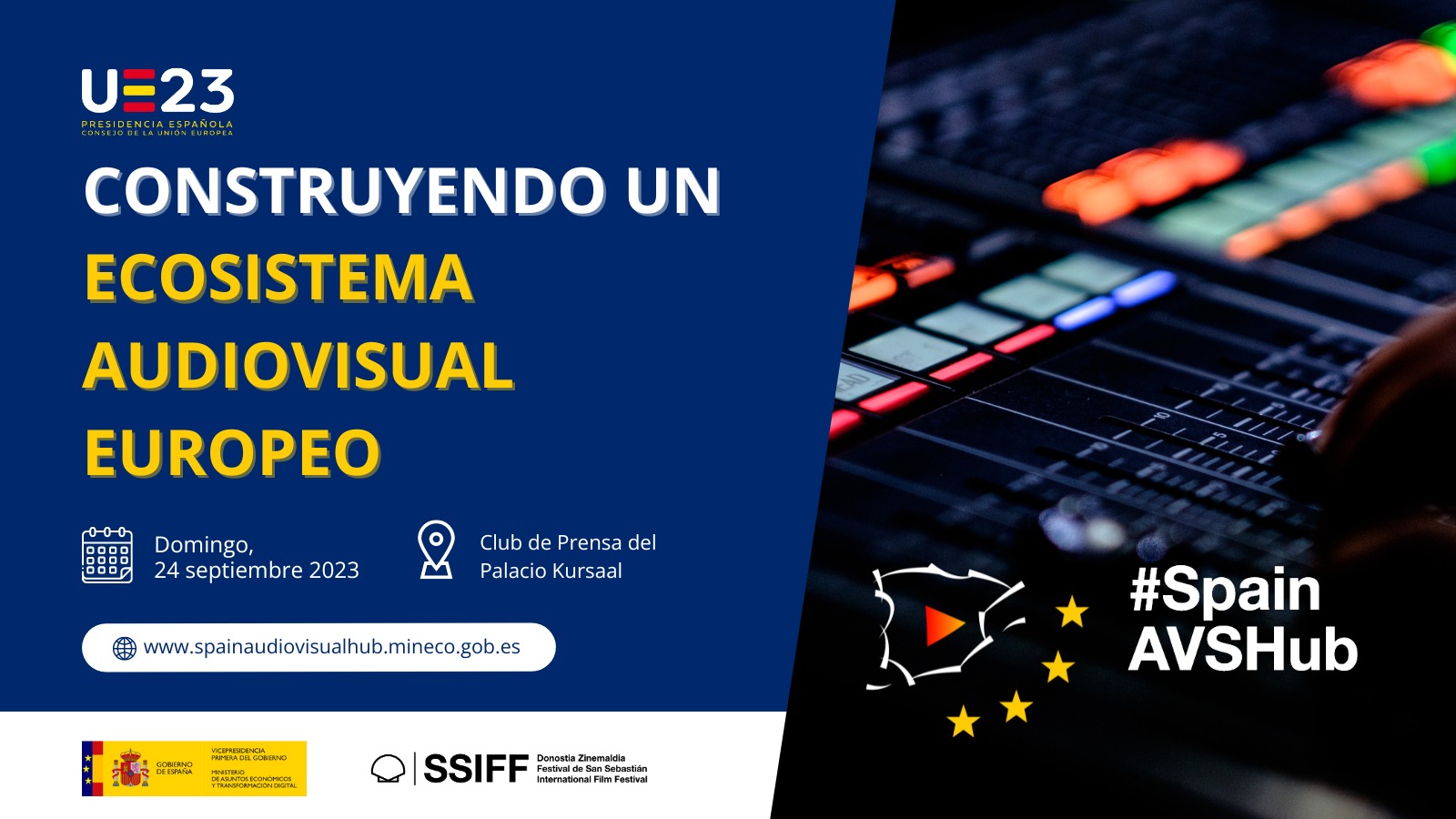 Banner informativo de la jornada construyendo un ecosistema audiovisual europeo