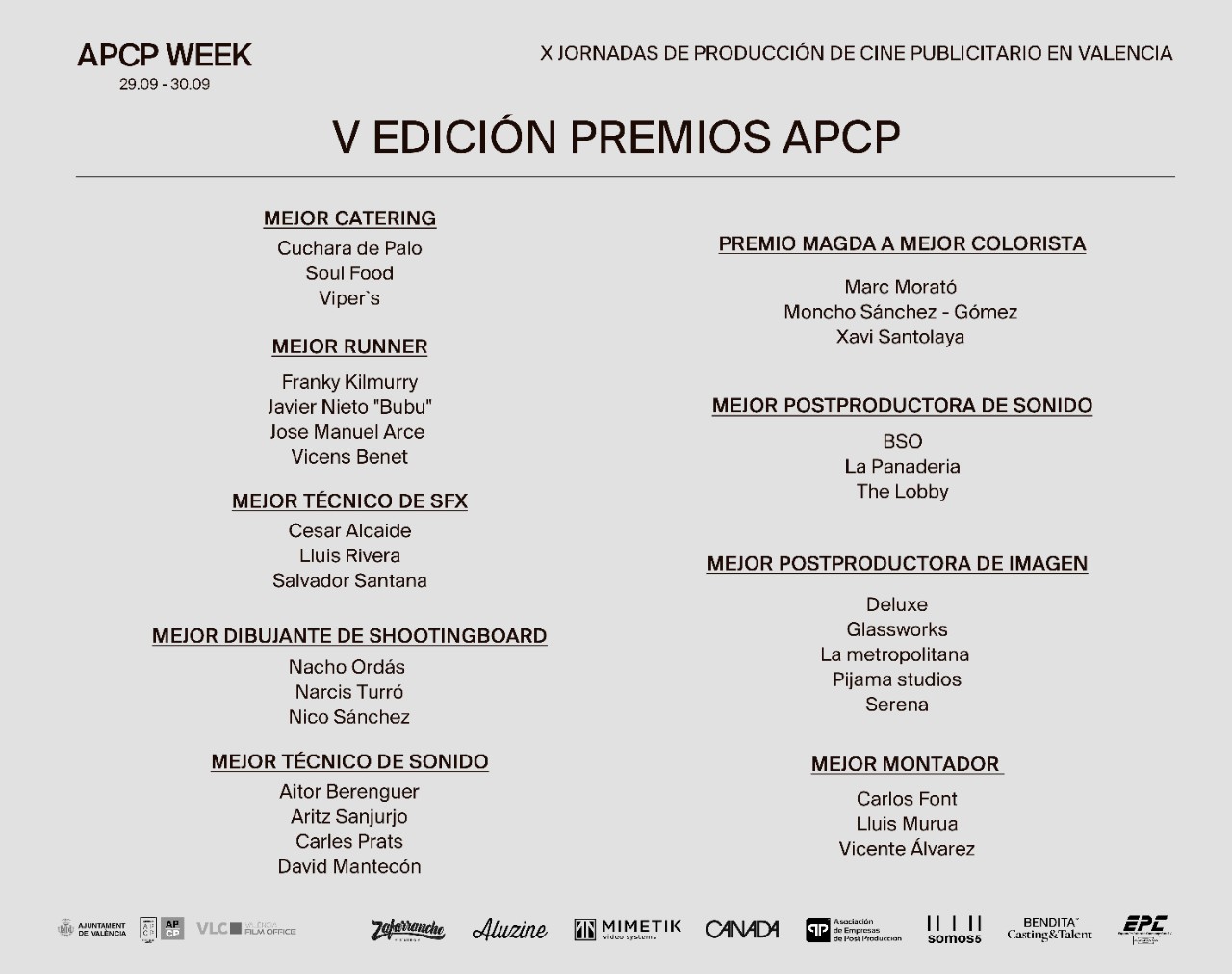 V Edición premios APCP